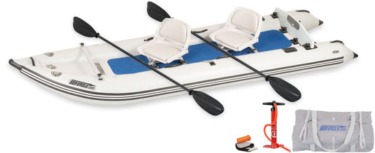 Sea Eagle 437ps PaddleSki™ Inflatable Catamaran – Versatile 5-in-1 Boat for Paddling, Motoring, Sailing, and Fishing