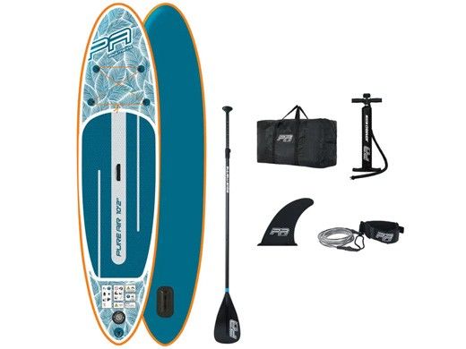 Aqua Marina Pure Air All-Around iSUP | Adjustable Aluminum Paddle with Safety Leash | Blue | 10' 10