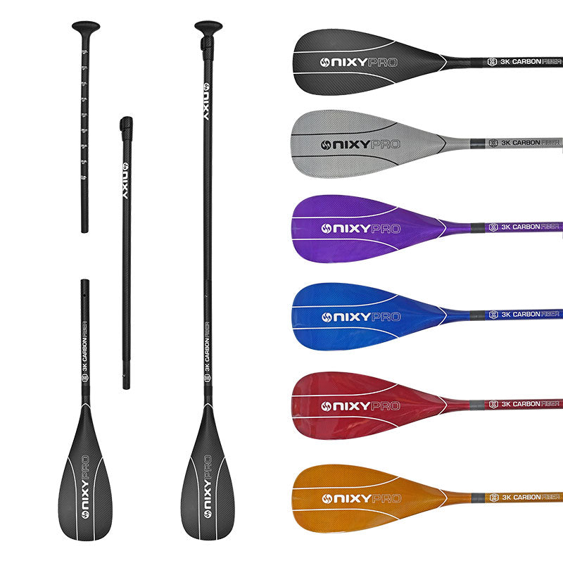 Load image into Gallery viewer, NIXY 3-Piece Adjustable 100% 3K Color Carbon Fiber SUP Pro Paddle

