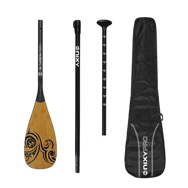 Load image into Gallery viewer, NIXY 3-Piece Adjustable 100% Carbon Fiber SUP Pro Paddle with Bamboo
