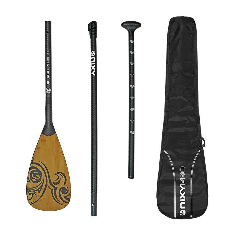 Load image into Gallery viewer, NIXY 3-Piece Adjustable 100% Carbon Fiber SUP Pro Paddle with Bamboo

