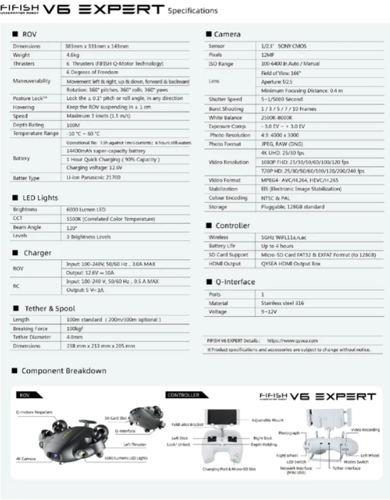 Load image into Gallery viewer, QYSEA FIFISH V6 Expert M100 Underwater Drone – Immersive 4K Vision &amp; Precision Navigation for Serious Marine Work
