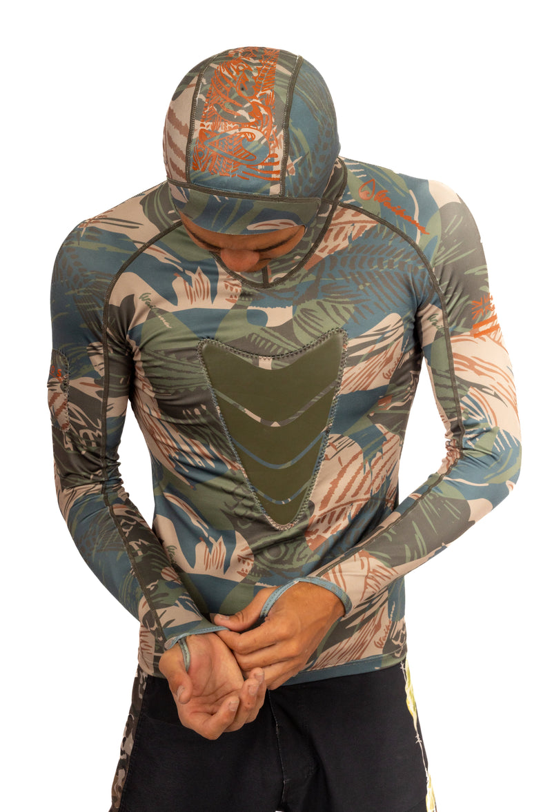 Load image into Gallery viewer, Hawaiian Brushstroke Hooded Spearfishing Rashguard
