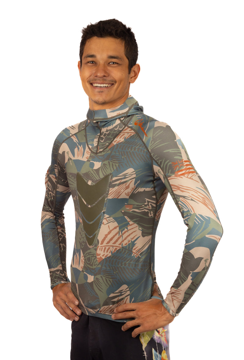 Load image into Gallery viewer, Hawaiian Brushstroke Hooded Spearfishing Rashguard

