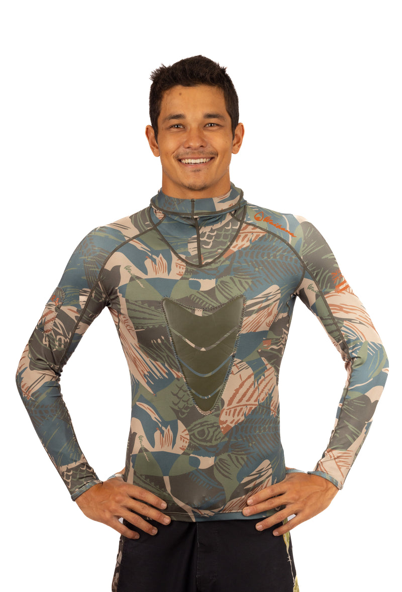 Load image into Gallery viewer, Hawaiian Brushstroke Hooded Spearfishing Rashguard
