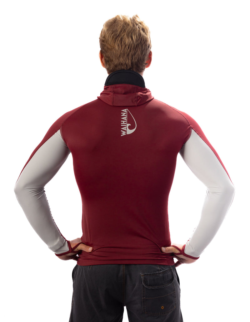 Load image into Gallery viewer, Maroon Carvico Hooded Surf Rash Guard
