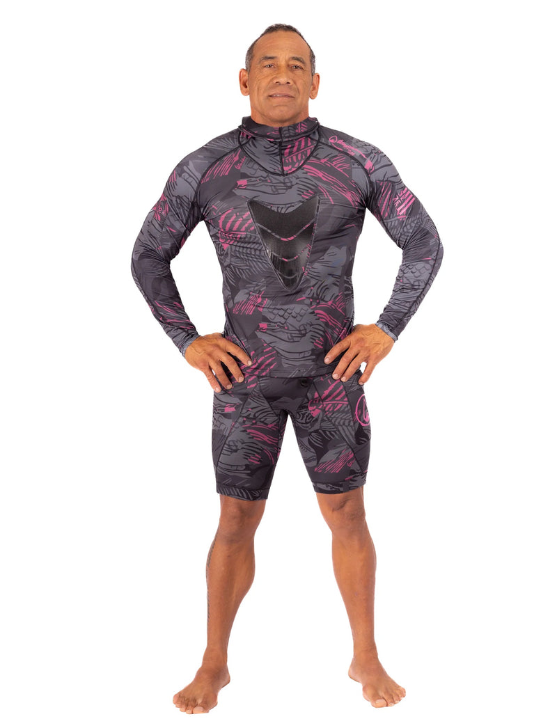 Load image into Gallery viewer, Pink Fishbone Hooded Spearfishing Rashguard

